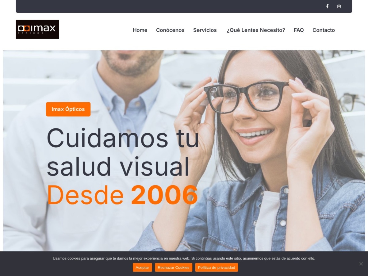 Diseño web de Imax Ópticos (imaxopticos.com)